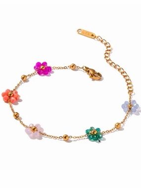 18K Gold Plated Colorful Flower Bracelet